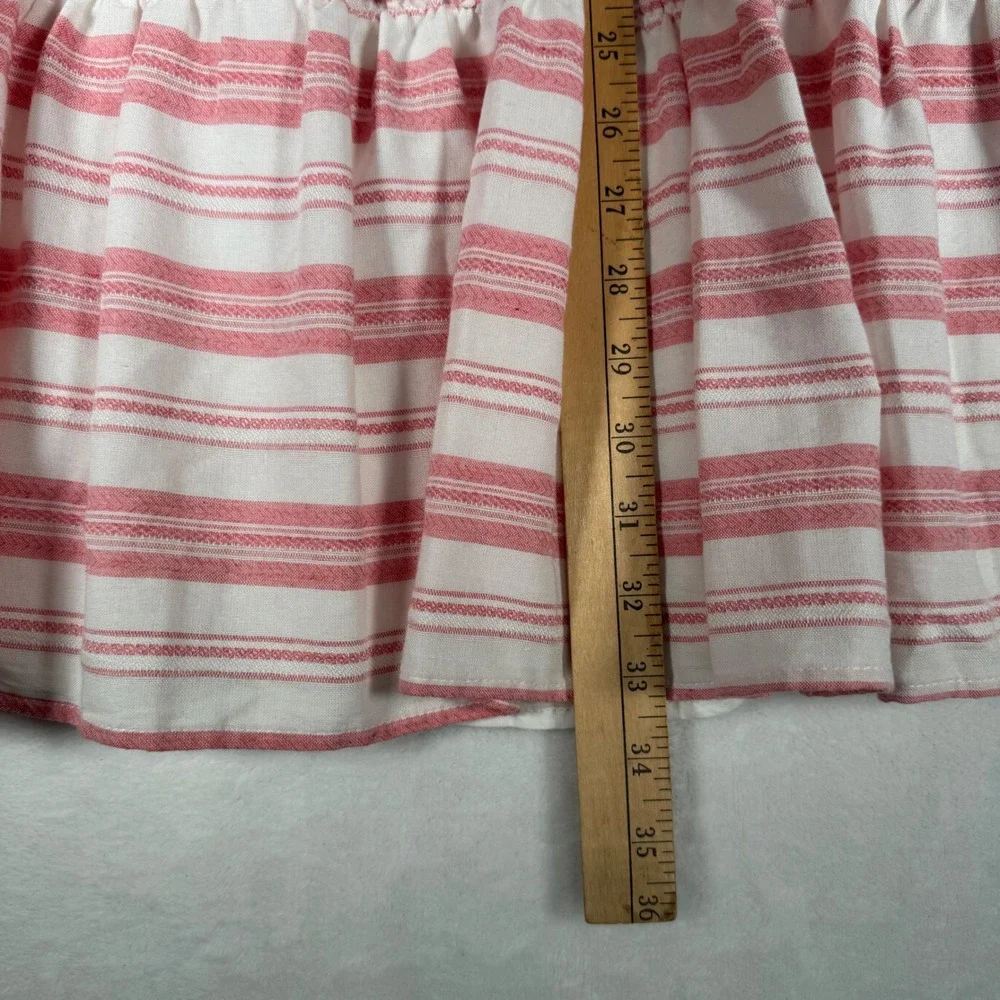 Entro Pink White Striped Tiered Babydoll Mini Dress Bell Sleeve D17573 Womens L